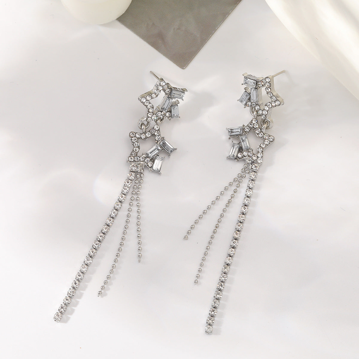 Wholesale Rhinestone Star Tassel Earrings